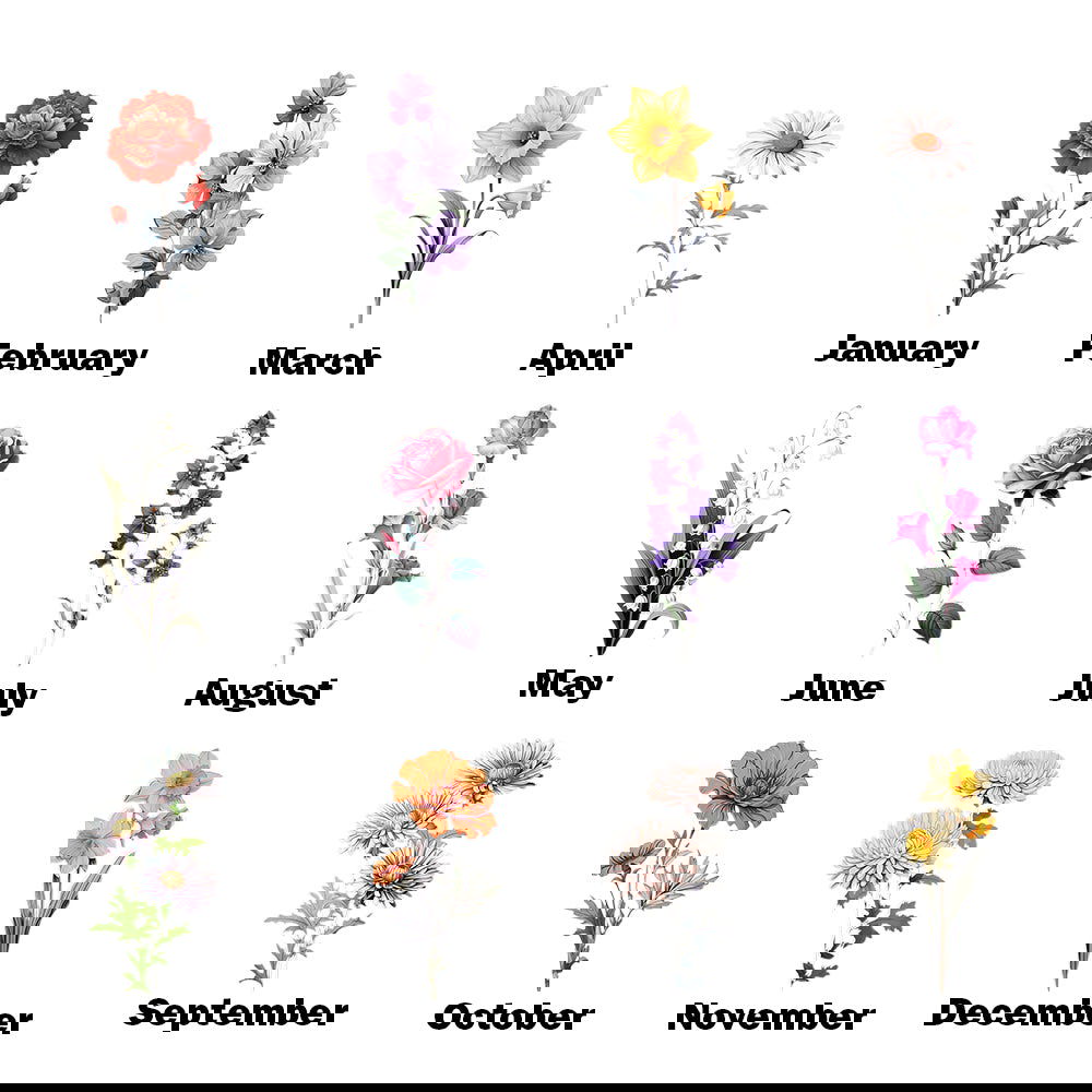 Custom Engraved Birth Flower Makeup Brush Set Wedding Gift - DigiVirt