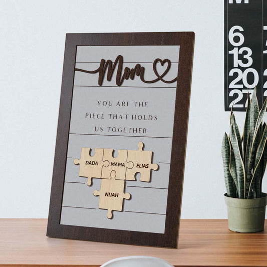 Custom Engraved Name and Text Pieces Custom Jigsaw Picture Frame Mother's Day Gift for Mom - DigiVirt