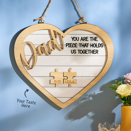 Custom Engraved Ornament Heart Shape Puzzle Pieces Gifts for Dad - DigiVirt