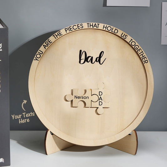 Custom Engraved Ornament Round Wooden Puzzle Pieces Sign Gifts for Parents - DigiVirt