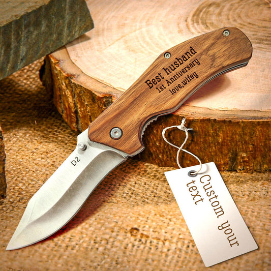 Custom Engraved Pocket Knife Best Husband Stainless Steel Folding Knife - DigiVirt