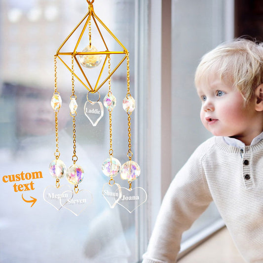 Custom Engraved Wind Chimes Heart Crystal Home Gifts - DigiVirt