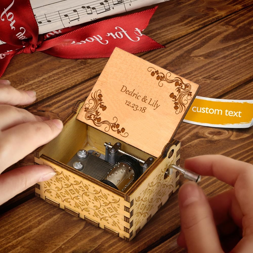 Custom Engraved Wooden Music Box with Name And Date - DigiVirt