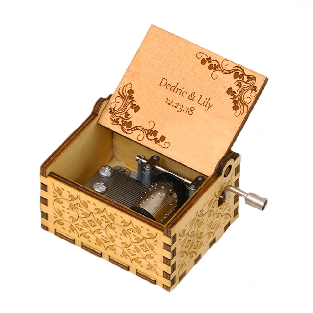 Custom Engraved Wooden Music Box with Name And Date - DigiVirt