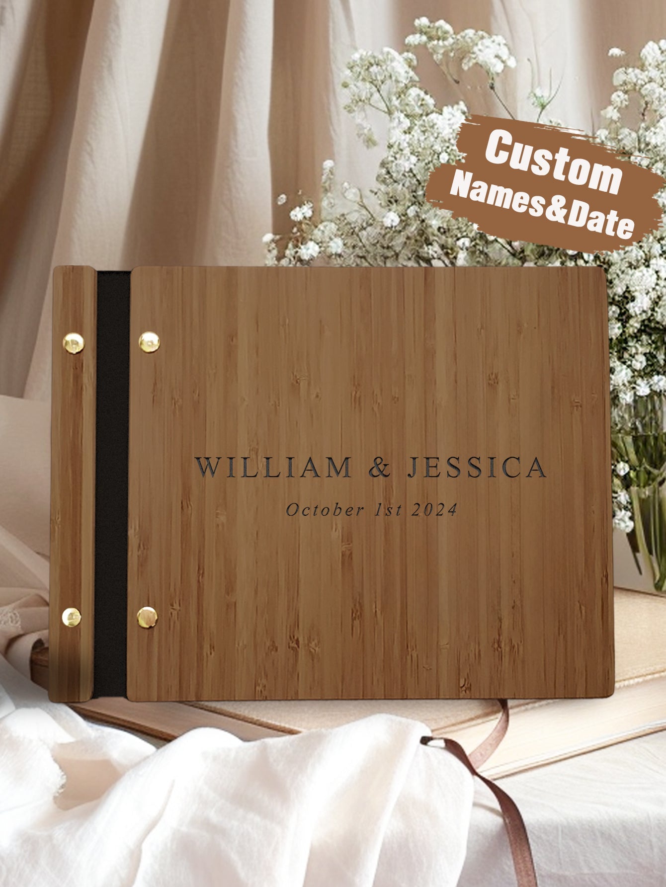 Custom Engraved Wooden Wedding Guest Books - DigiVirt