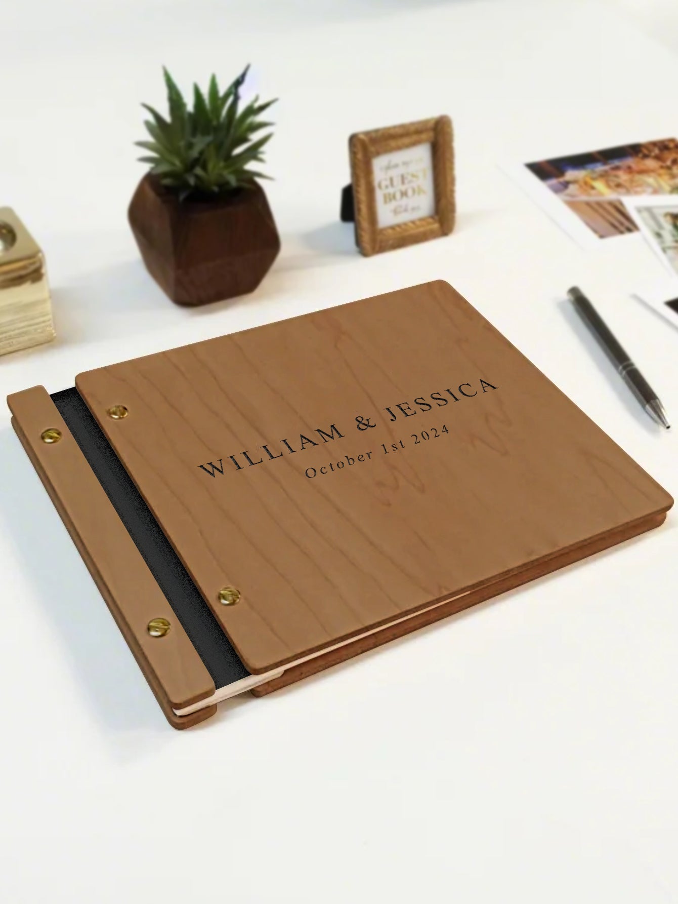Custom Engraved Wooden Wedding Guest Books - DigiVirt