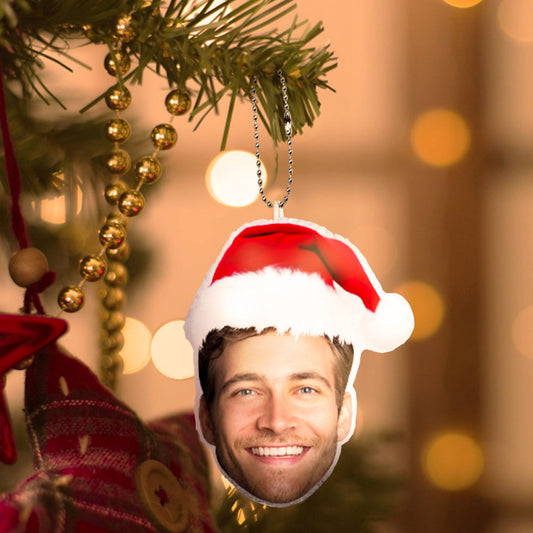 Custom Face Christmas Hat Hanging Ornament Keychain Decoration for Christmas Gift - DigiVirt