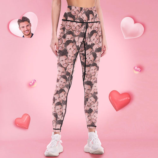 Custom Face Yoga Pants for Women Long Style Funny Valentine's Day Gift - DigiVirt