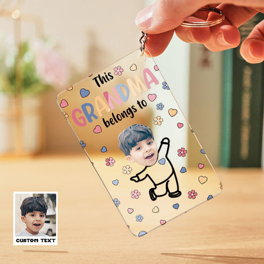 Custom Faces Acrylic Keychain Personalized Text Belongs To Anniversary Birthday Gift - DigiVirt