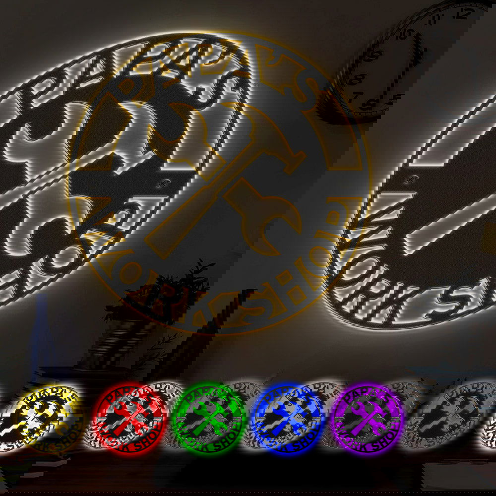 Custom Father's Day Metal Sign Personalized LED Lights Wall Art Decor Gift for Dad - DigiVirt