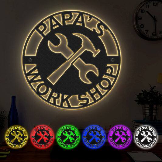 Custom Father's Day Metal Sign Personalized LED Lights Wall Art Decor Gift for Dad - DigiVirt