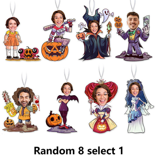 Custom Halloween Car Air Freshener Funny Rearview Mirror Ornament for Halloween Gift - DigiVirt