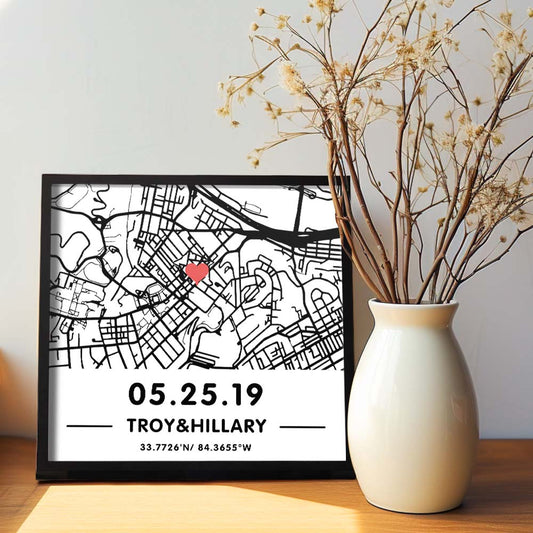 Custom Hand-Drawn Street Map Sign Plaque Personalized Unique Framed Gift Anniversary Love Gift - DigiVirt