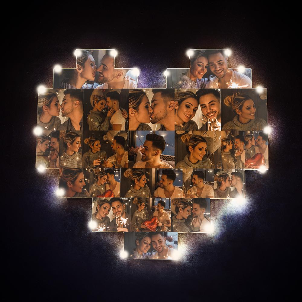 Custom Heart Photo Lamp Wall Art Decor Personalised Album Gift For Valentine's Day - DigiVirt