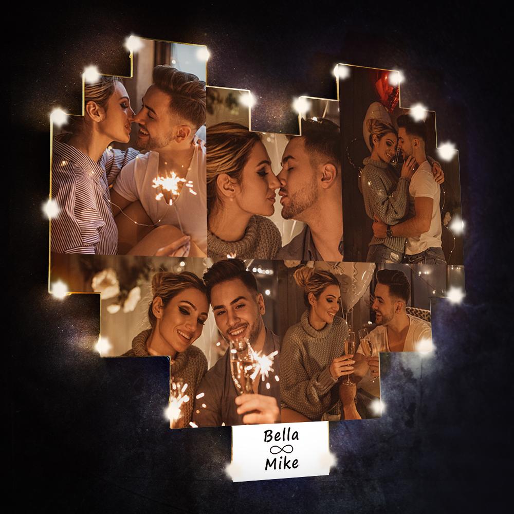 Custom Heart Photo Lamp Wall Art Decor Personalised Album Gift For Valentine's Day - DigiVirt