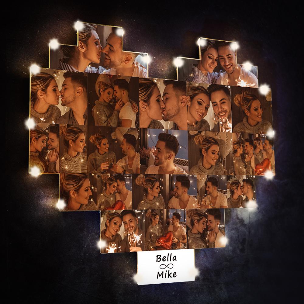 Custom Heart Photo Lamp Wall Art Decor Personalised Album Gift For Valentine's Day - DigiVirt