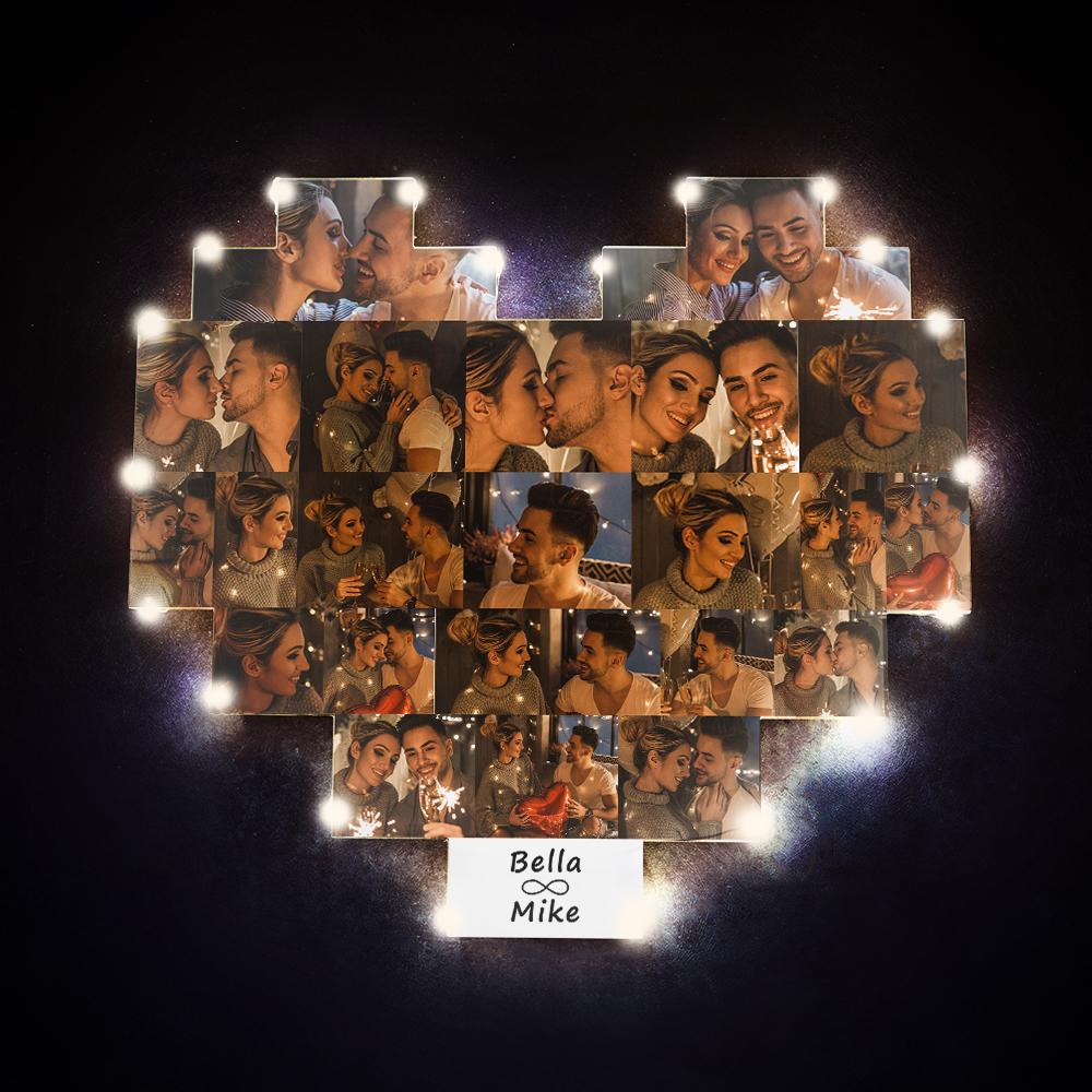 Custom Heart Photo Lamp Wall Art Decor Personalised Album Gift For Valentine's Day - DigiVirt