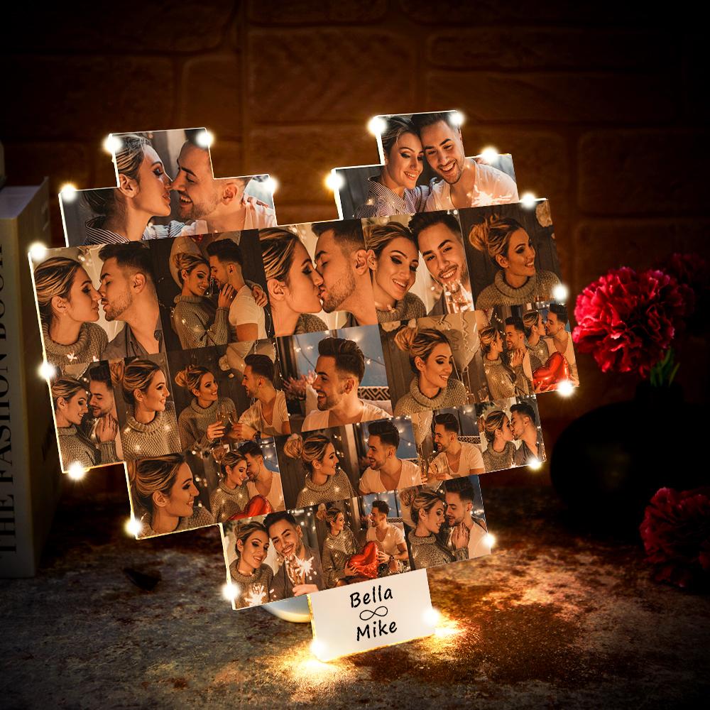 Custom Heart Photo Lamp Wall Art Decor Personalised Album Gift For Valentine's Day - DigiVirt