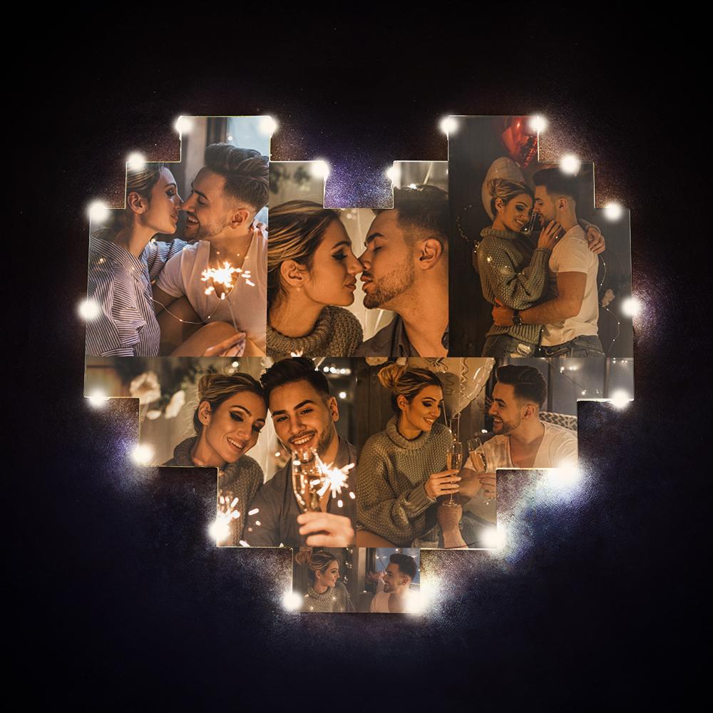 Custom Heart Photo Lamp Wall Art Decor Personalised Album Gift For Valentine's Day - DigiVirt