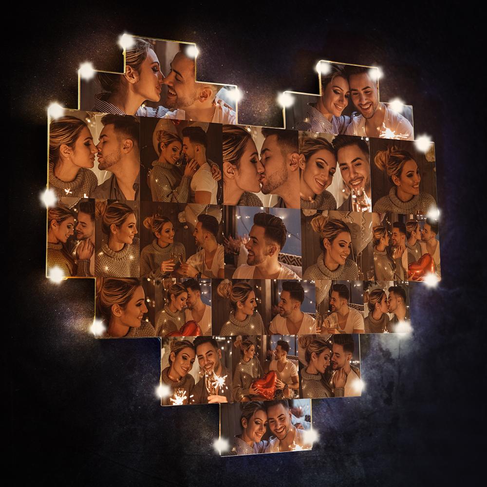 Custom Heart Photo Lamp Wall Art Decor Personalised Album Gift For Valentine's Day - DigiVirt