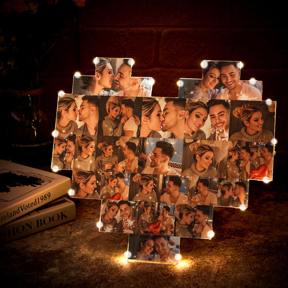Custom Heart Photo Lamp Wall Art Decor Personalised Album Gift For Valentine's Day - DigiVirt