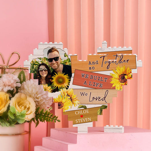 Custom Heart Shape Building Block Puzzle Photo Brick Gift for Couple - DigiVirt