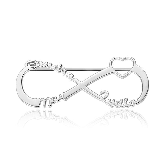 Custom Infinity Name Brooch Nameplate Lapel Pin Memorial Gifts Rose Gold Plated - DigiVirt