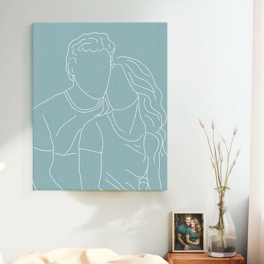 Custom Line Art Photo Portrait Canvas GIfts for Him, Her - DigiVirt