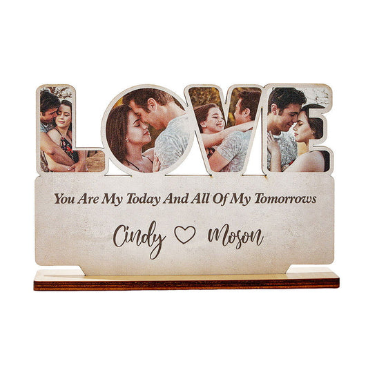 Custom Love Wooden Plaque Personalized Photo Love Sign Home Decoration Gifts for Couples - DigiVirt