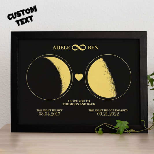 Custom Moon Phase Custom Couple Art Frame 2 Moon Phases Design - For Valentine's Day Gifts - DigiVirt