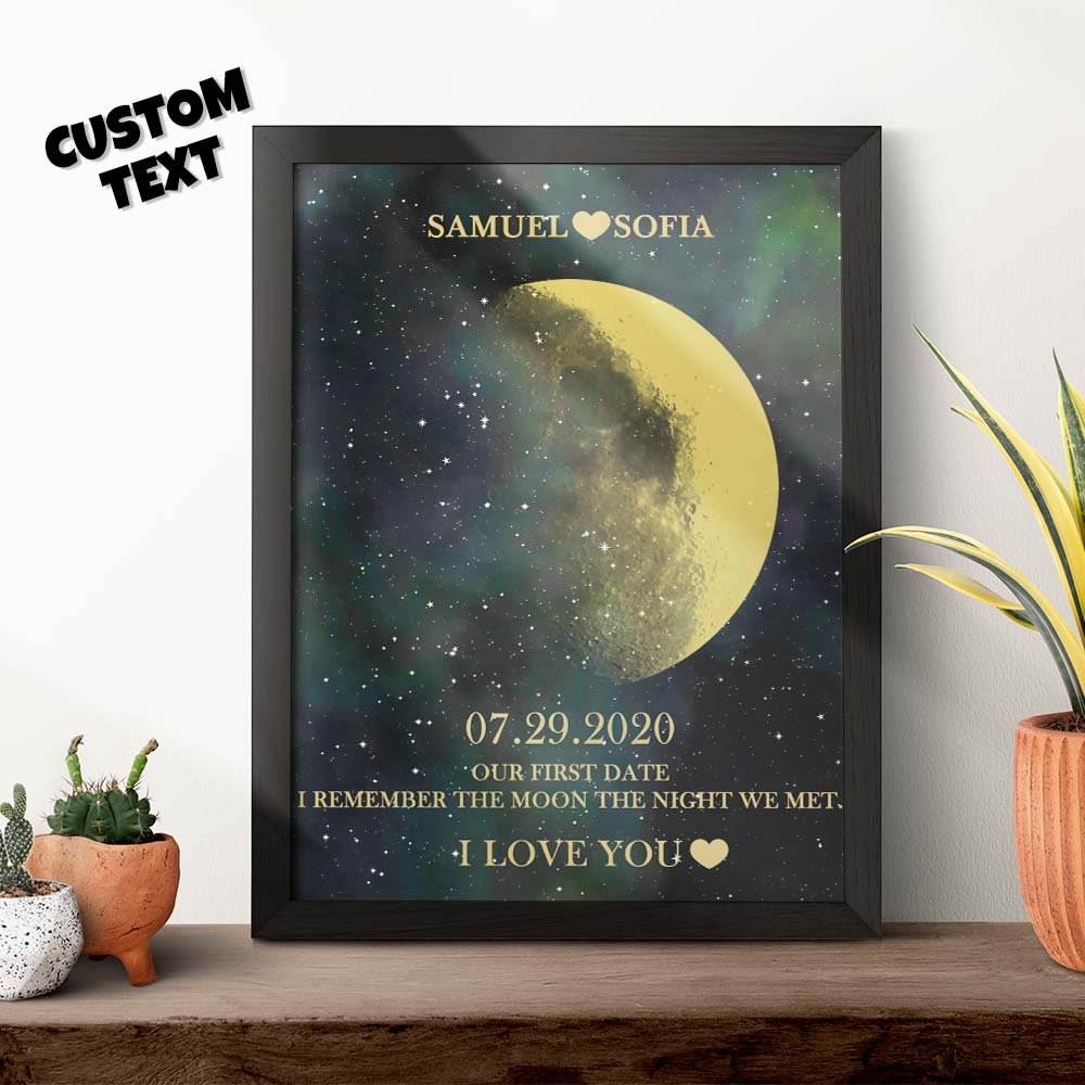 Custom Moon Phase Gold Print Frame Gifts for Birthday and Anniversary - DigiVirt