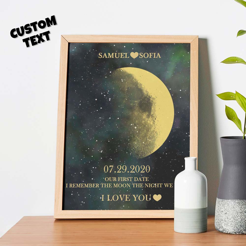 Custom Moon Phase Gold Print Frame Gifts for Birthday and Anniversary - DigiVirt