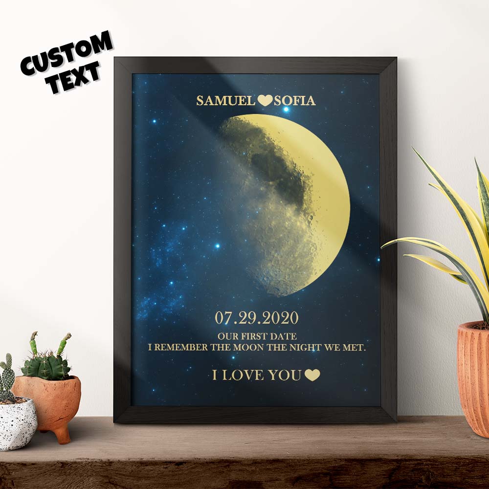 Custom Moon Phase Gold Print Frame Gifts for Birthday and Anniversary - DigiVirt