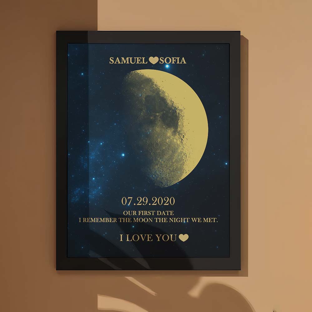 Custom Moon Phase Gold Print Frame Gifts for Birthday and Anniversary - DigiVirt