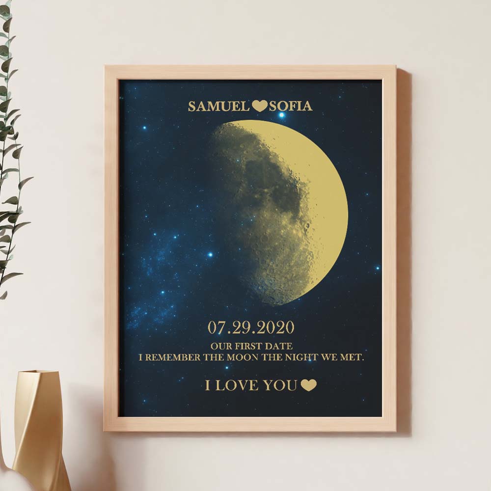 Custom Moon Phase Gold Print Frame Gifts for Birthday and Anniversary - DigiVirt