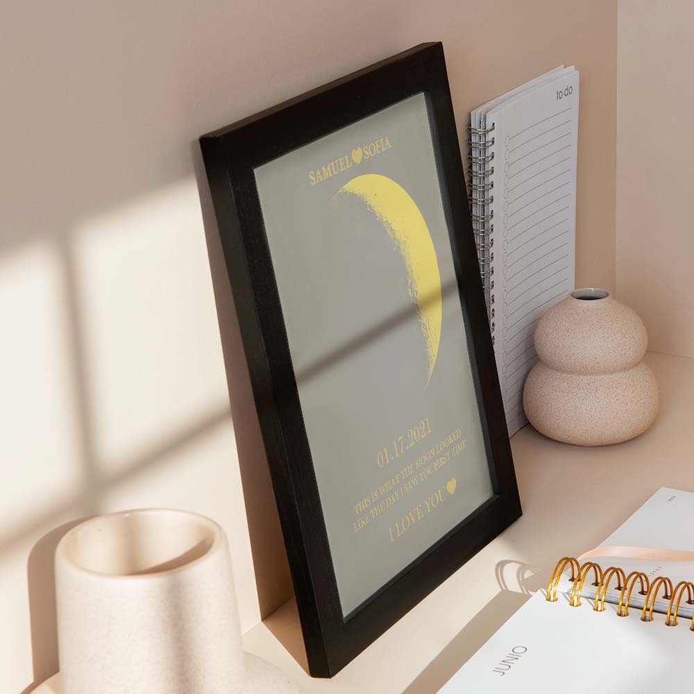 Custom Moon Phase Gold Print Frame Gifts for Birthday and Anniversary - DigiVirt