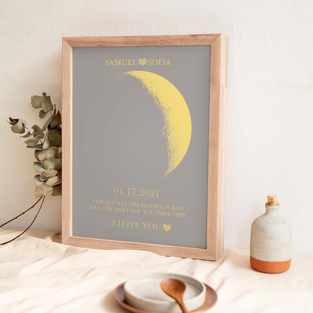Custom Moon Phase Gold Print Frame Gifts for Birthday and Anniversary - DigiVirt
