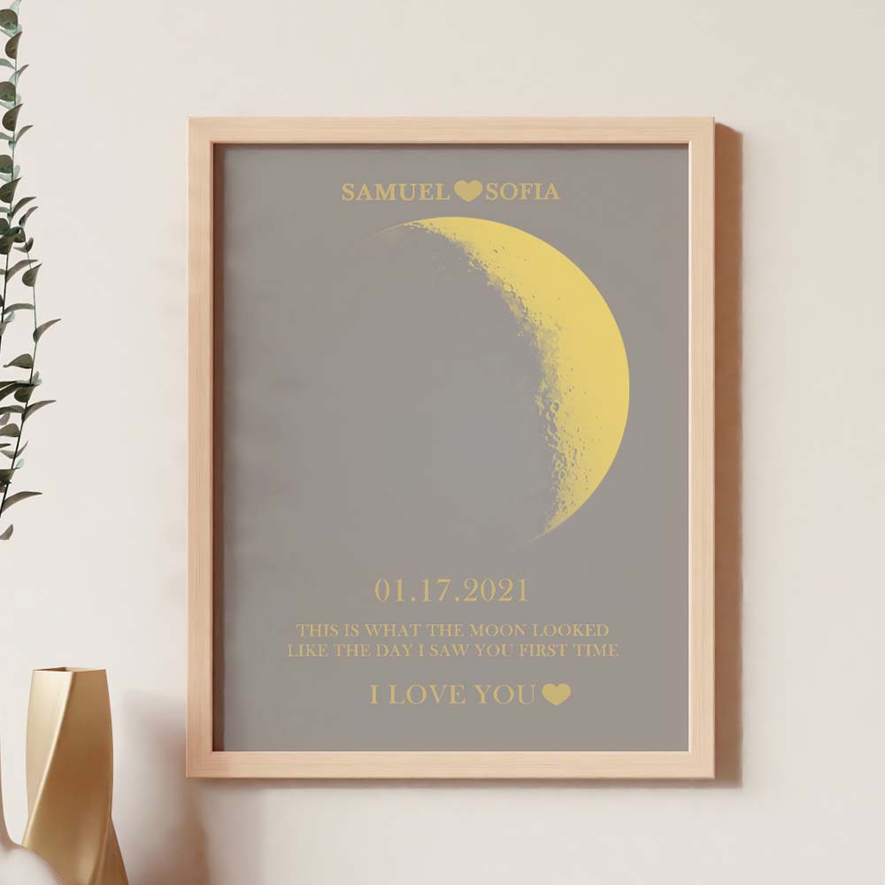 Custom Moon Phase Gold Print Frame Gifts for Birthday and Anniversary - DigiVirt