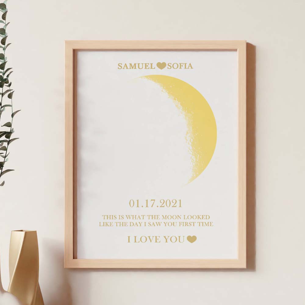 Custom Moon Phase Gold Print Frame Gifts for Birthday and Anniversary - DigiVirt