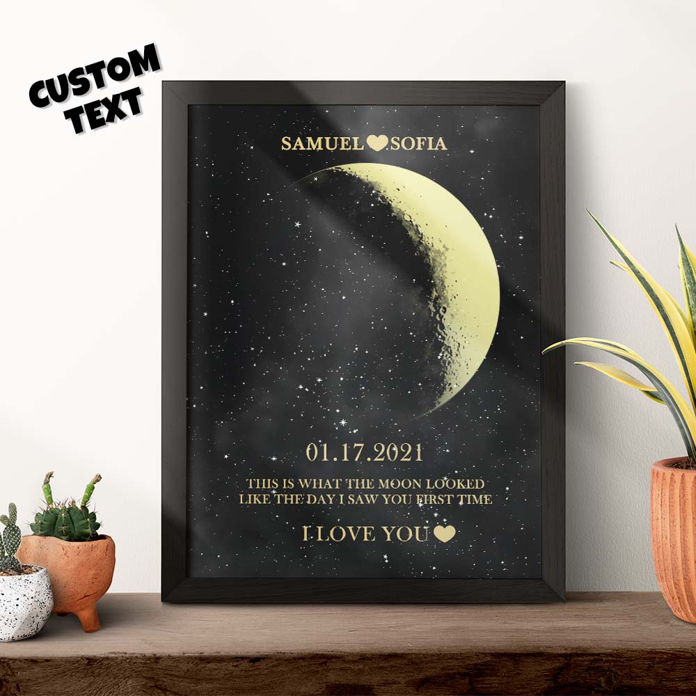Custom Moon Phase Gold Print Frame Gifts for Birthday and Anniversary - DigiVirt