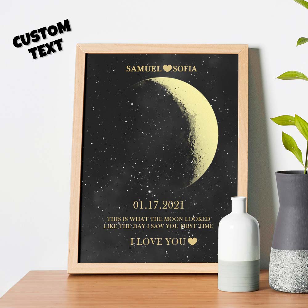 Custom Moon Phase Gold Print Frame Gifts for Birthday and Anniversary - DigiVirt