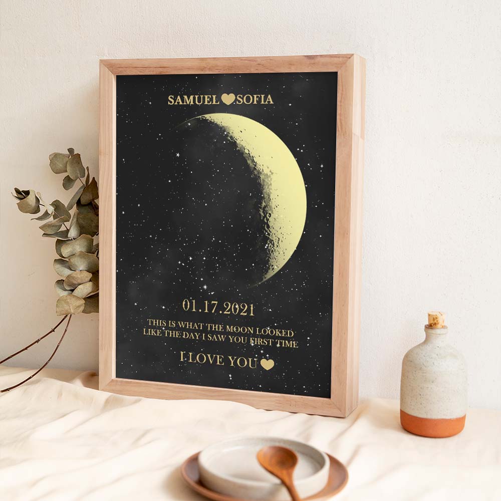 Custom Moon Phase Gold Print Frame Gifts for Birthday and Anniversary - DigiVirt