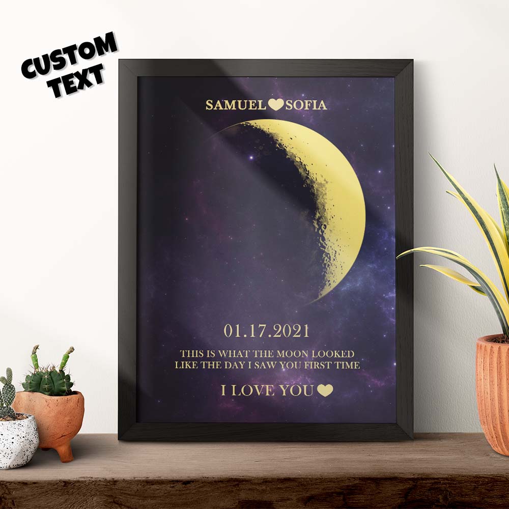Custom Moon Phase Gold Print Frame Gifts for Birthday and Anniversary - DigiVirt