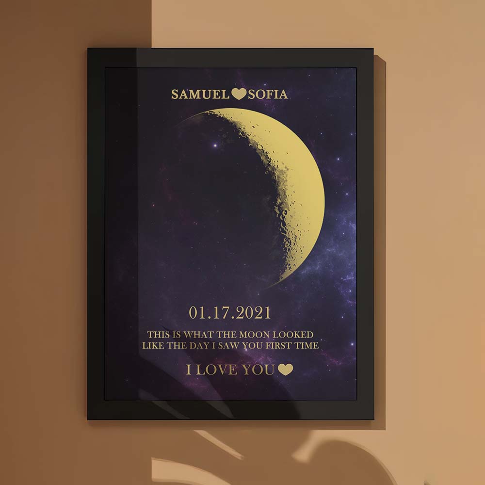 Custom Moon Phase Gold Print Frame Gifts for Birthday and Anniversary - DigiVirt