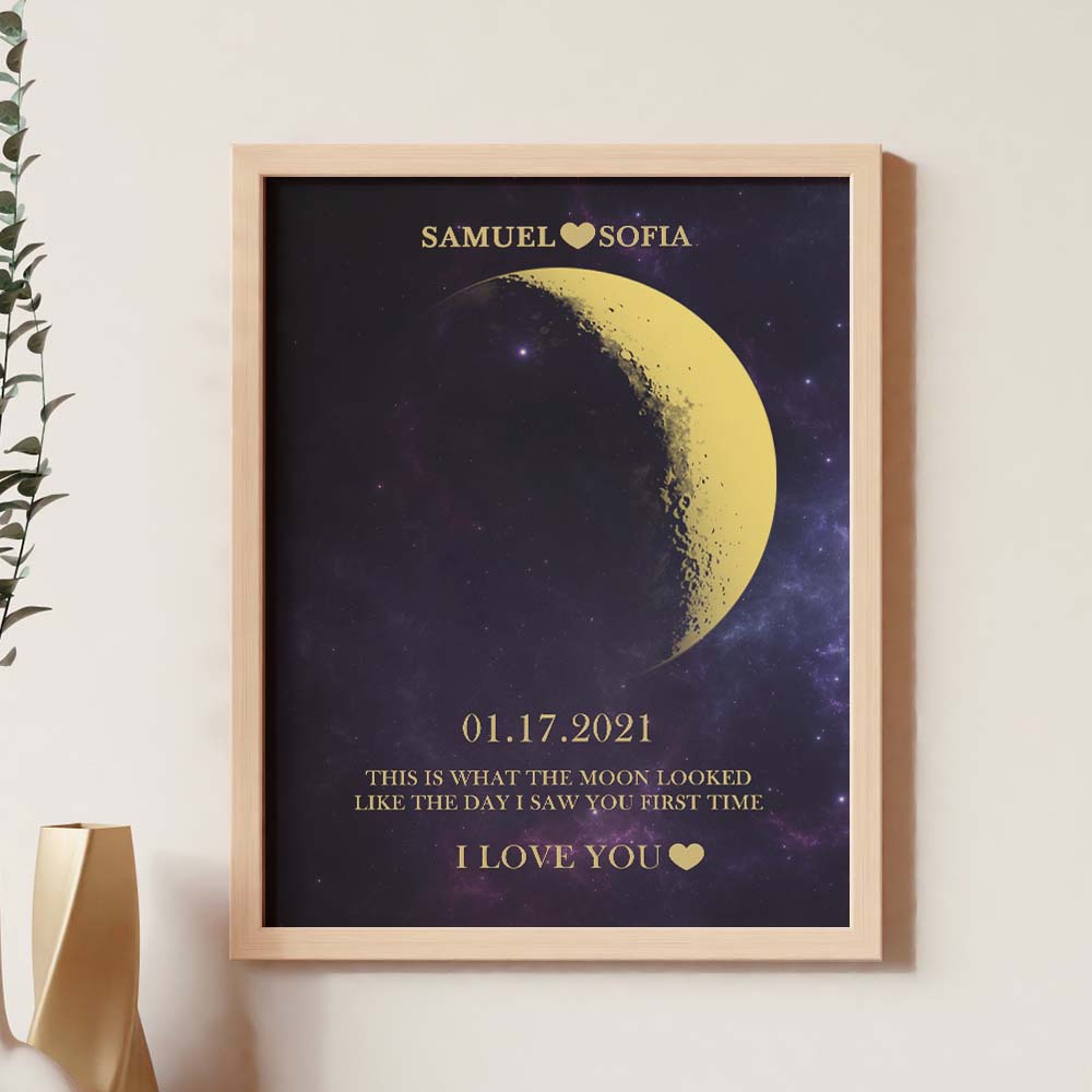 Custom Moon Phase Gold Print Frame Gifts for Birthday and Anniversary - DigiVirt