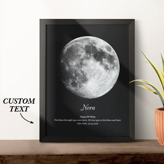 Custom Moon Phase Wooden Frame with Personalized Name and Text - DigiVirt
