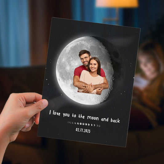 Custom Moon Phases Plaque Decor With Photo/Calendar Anniversary Gift For Couple - DigiVirt