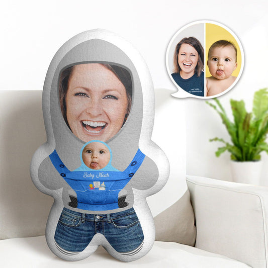 Custom Mother and Baby's Face Minime Throw Pillow Personalised Photo Gift for Her - DigiVirt