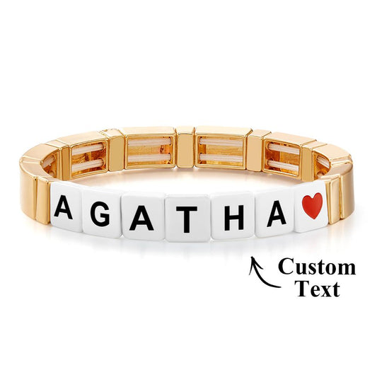 Custom Name Bead Bracelet Enamel Beaded Gold Color Bracelet Gift for Her - DigiVirt
