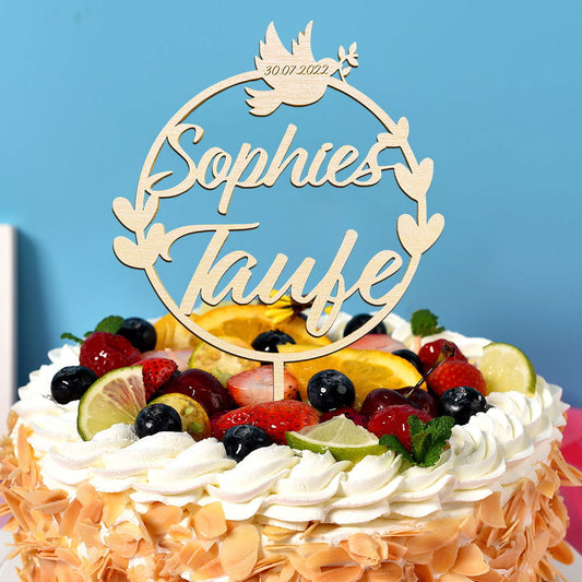 Custom Name Cake Topper Personalized Dove Wooden Couple Cake Decoration - DigiVirt